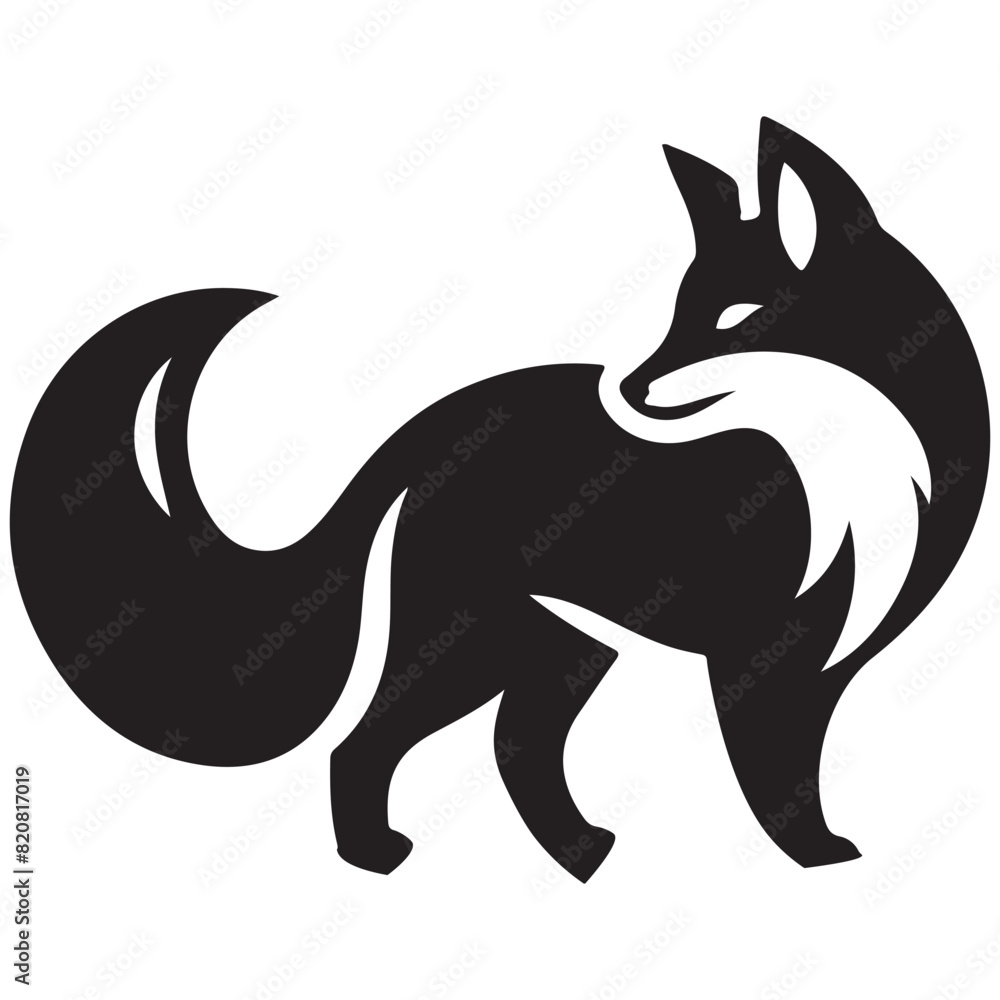 Fox Silhouette Vector Illustration White Background

