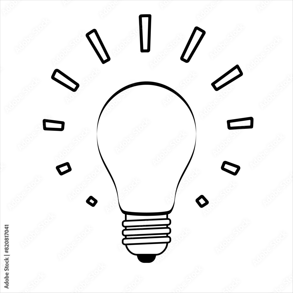 Lightbulb line black icon. Electric lamp icon isolated on white background. Vector illustration. Lightbulb line black icon. Electric lamp icon isolated on white background. Vector illustration.