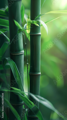 Close-up of bamboo stalks with blurred background