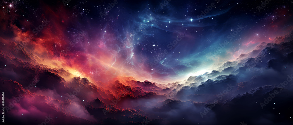 Distant galaxy with vibrant nebula and stars in deep space Distant galaxy with vibrant nebula and stars in deep space
