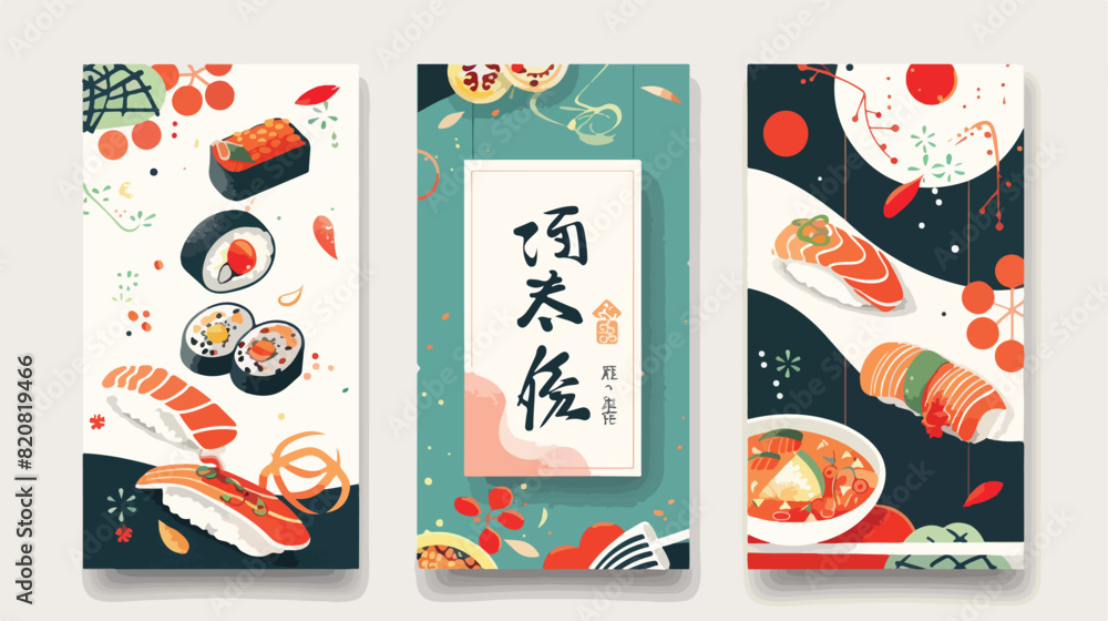 Japanese food restaurant menu cover design. Japan cui