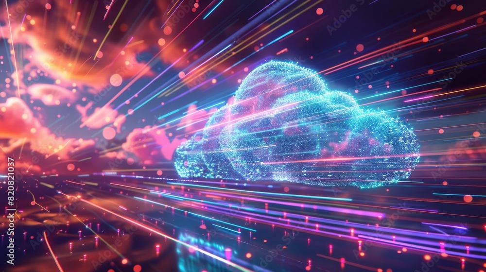 Cloud Data Flowing Upward Technology Background Cloud Data Flowing Upward Technology Background