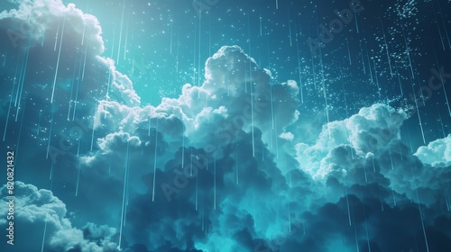 Cloud Data Flowing Upward Technology Background