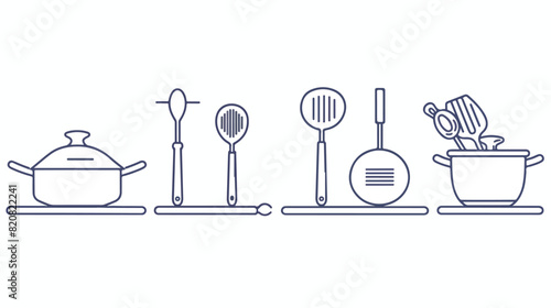 Kitchenware linear vector icons Four . Various kitche photo