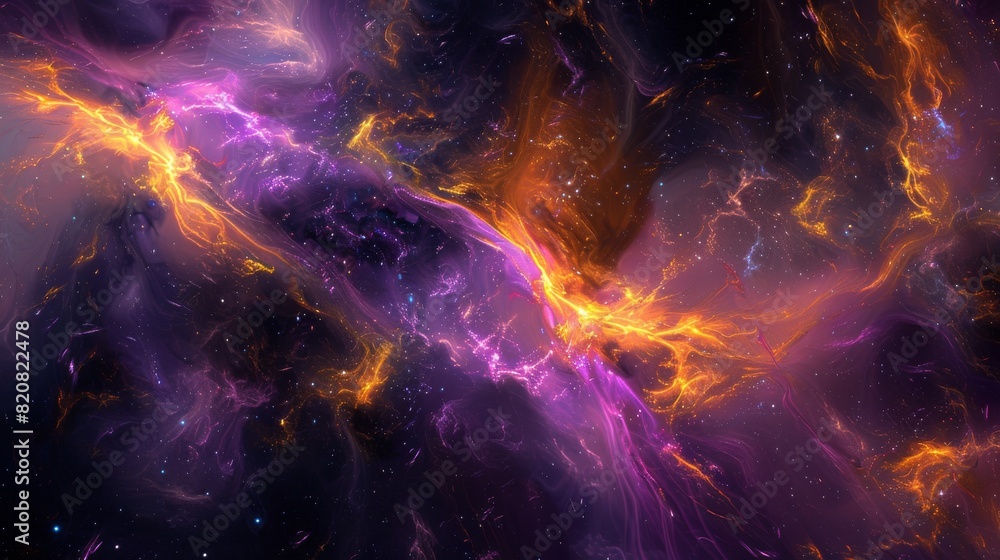 Fototapeta premium Abstract Nebula with Glowing Energy Cosmic Current