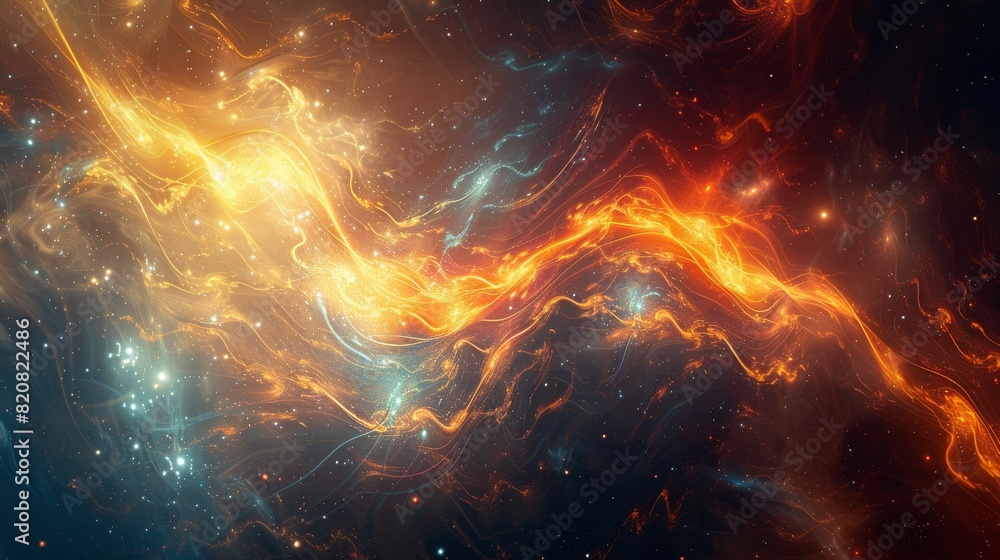 Obraz premium Abstract Nebula with Glowing Energy Cosmic Current