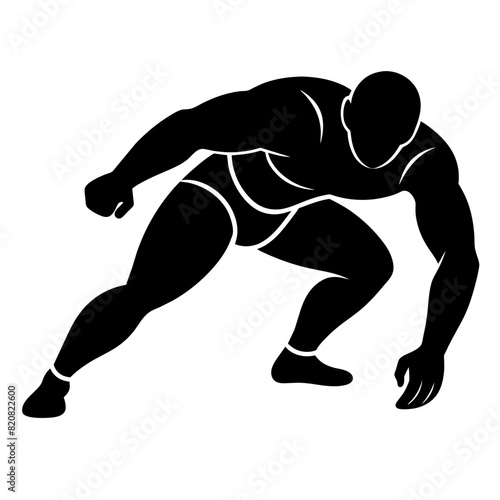 Wrestler fighting silhouette vector illustration 