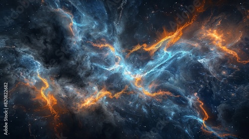 Abstract Nebula with Glowing Energy Cosmic Current