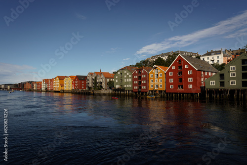 Trondheim with colorful houses on the river Nidelva, Norway