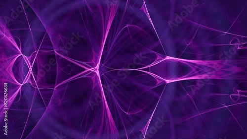 Intersecting fractal wavelengths of glowing purple crossover lights, futuristic technology pattern lines in dynamic motion photo