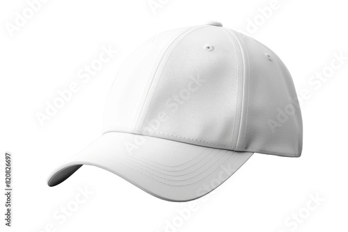 Ethereal Elegance: A White Baseball Cap Dancing in the Void on a White or Clear Surface PNG Transparent Background.