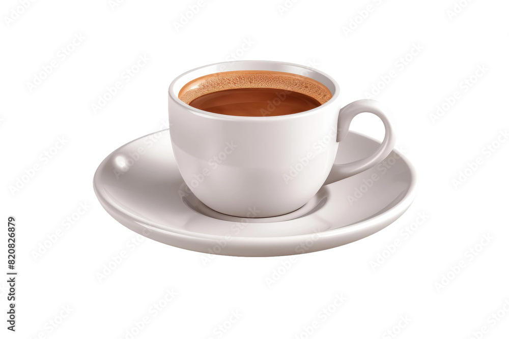 Serene Elixir: A Cup of Coffee Embracing a Saucer on a White or Clear Surface PNG Transparent Background. Serene Elixir: A Cup of Coffee Embracing a Saucer on a White or Clear Surface PNG Transparent Background.