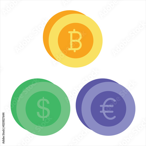 Bitcoin and Cryptocurrency Vector Flat Icons