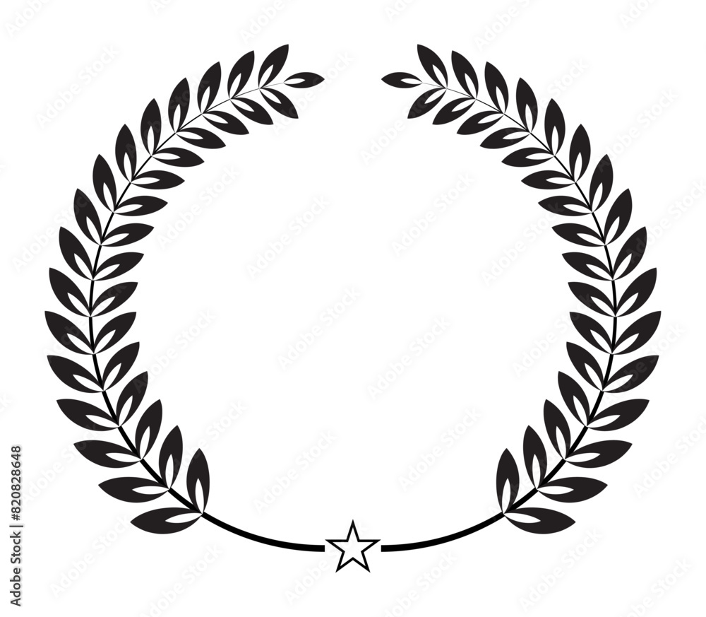 Simple laurel wreath black and white color. Laurel wreath frame icon vector illustration in white background. Laurel wreath vector illustration. Simple laurel wreath black and white color. Laurel wreath frame icon vector illustration in white background. Laurel wreath vector illustration.
