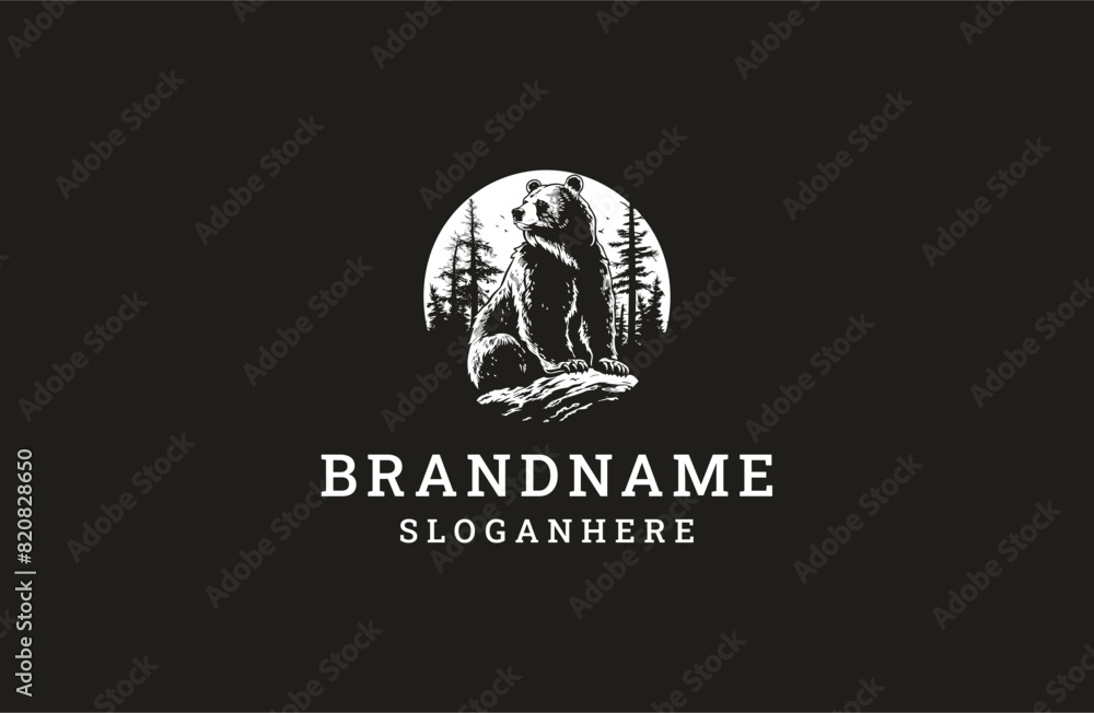 Bear forest style logo icon design template flat vector Bear forest style logo icon design template flat vector