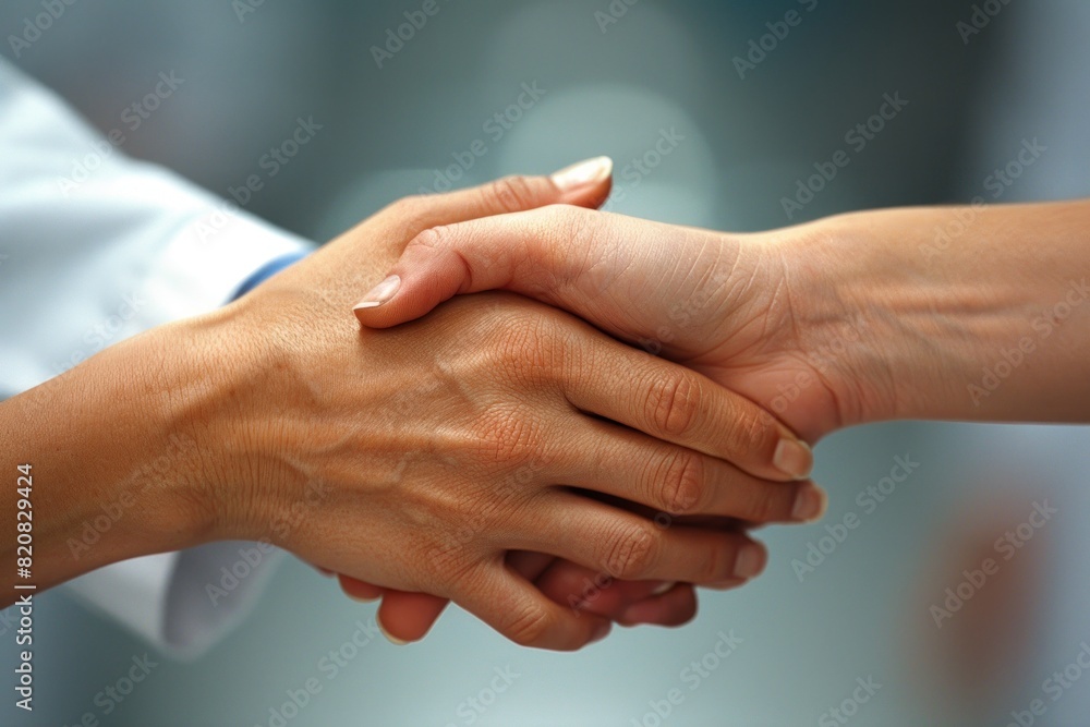 A handshake between a doctor and a patient A handshake between a doctor and a patient