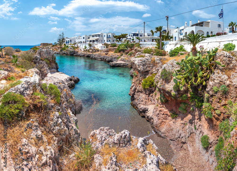Fototapeta premium Famous seaside village of Avlemonas with beautiful natural scenic fjord in island of Kythera, South Aegean sea, Greece