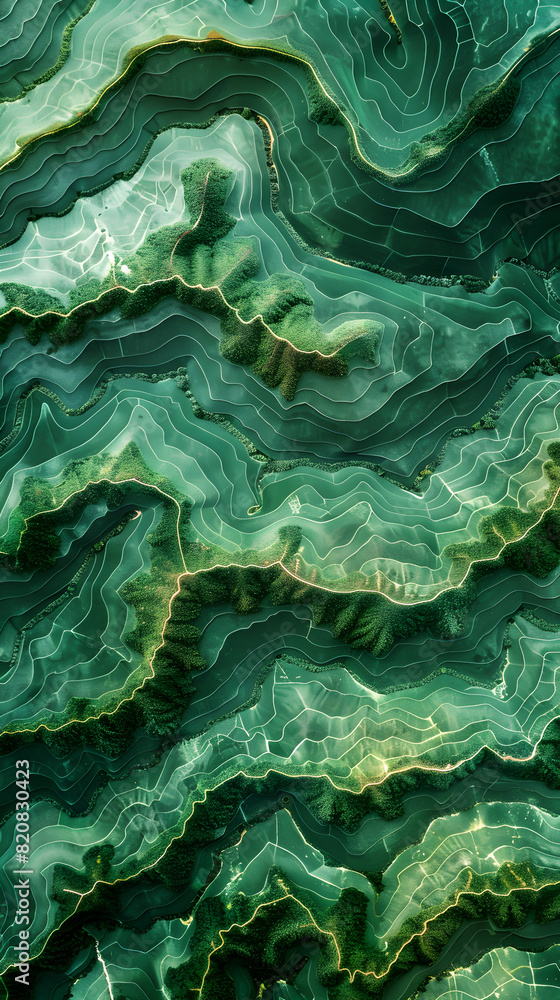 Fototapeta premium Green moss and stone. Three dimensional natural texture.