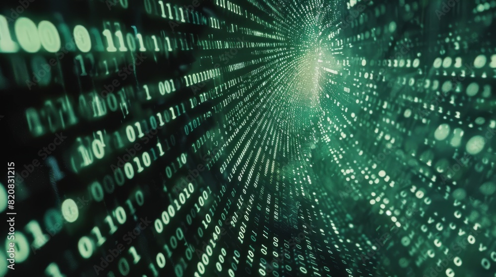 Data Stream Binary Code Cascades in a Hypnotic Luminous Flow Data Stream Binary Code Cascades in a Hypnotic Luminous Flow