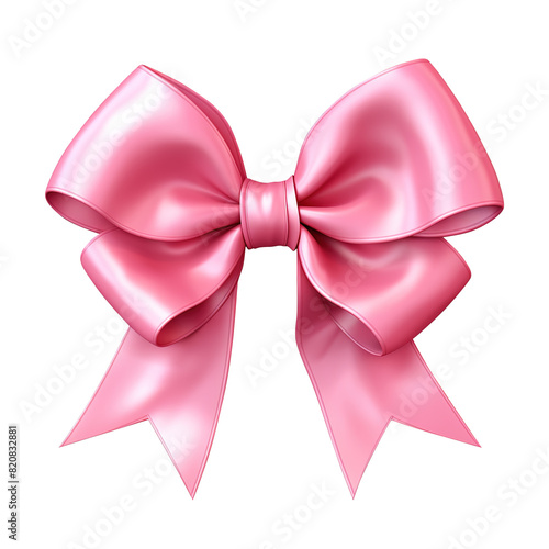 pink bow, on transparent background, clipping path, png 