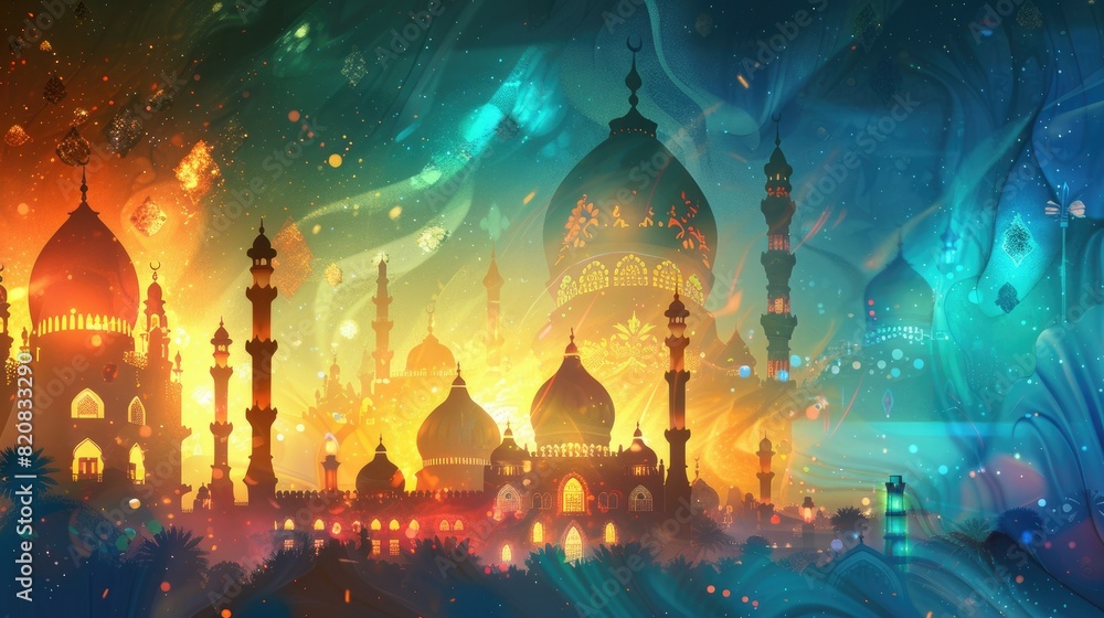 Obraz premium Abstract artistic mubarak religious background AI generated