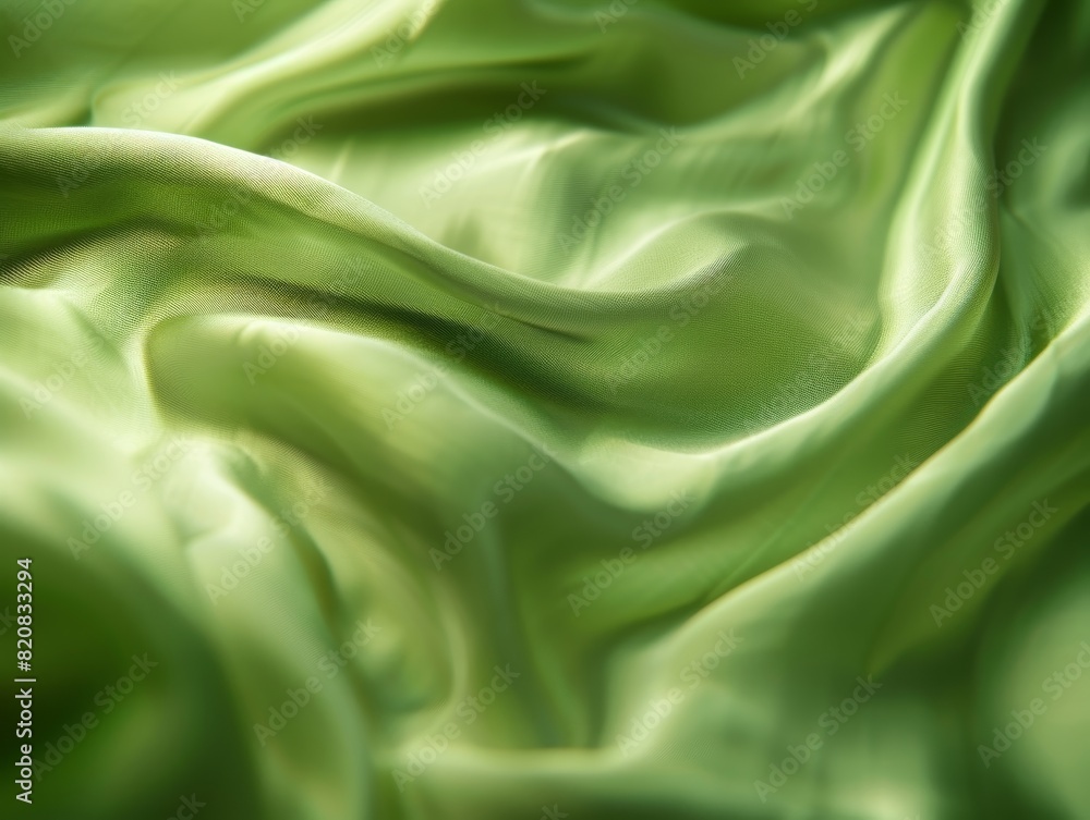 A green fabric with a pattern of a leaf A green fabric with a pattern of a leaf