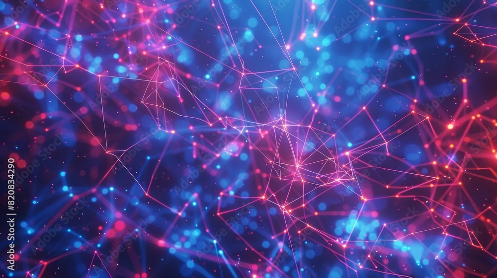 Fototapeta premium Abstract Digital Network of Connected Lines in a Vibrant Glow