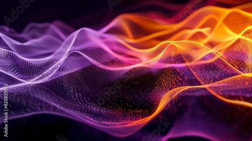 Abstract Colorful Waves Vibrantly Flowing on Black Background