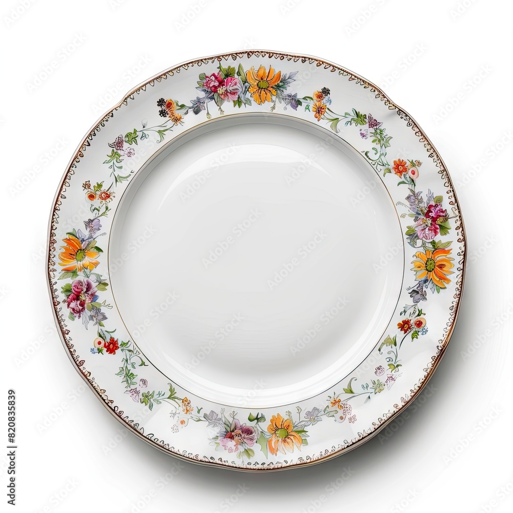 Elegant porcelain plate with floral design. Elegant porcelain plate with floral design.