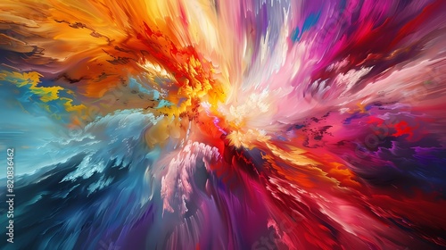 A burst of colors erupting on the canas, expressing the joy and exuberance of uninhibited imagination.