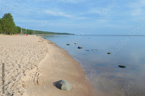 Shore of Lake Ladoga by day.