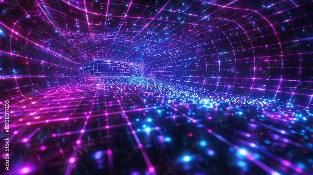 Digitized Dreamscape Flowing Grid of Neon Light Digitized Dreamscape Flowing Grid of Neon Light