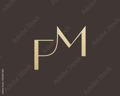 FM or MF letter logo icon design. Classic style luxury initials monogram.