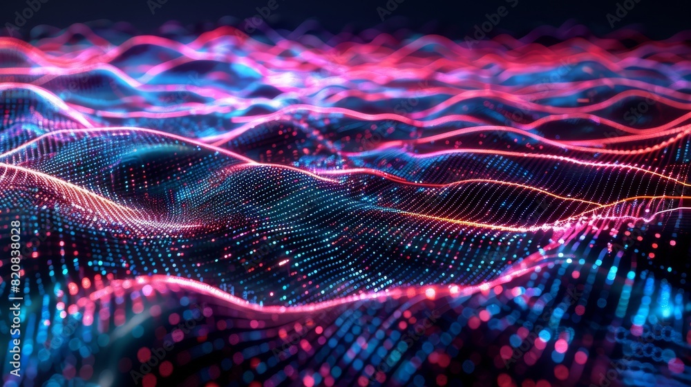 Digitized Dreamscape Flowing Grid of Neon Light Digitized Dreamscape Flowing Grid of Neon Light