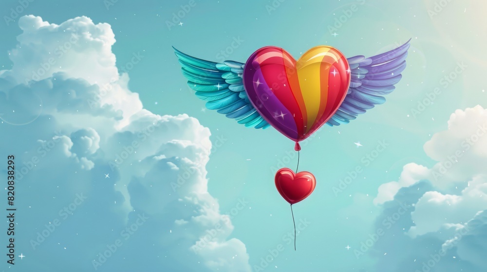 Fototapeta premium Graphic design theam world of pride, star, wing, funney, heart, balloon