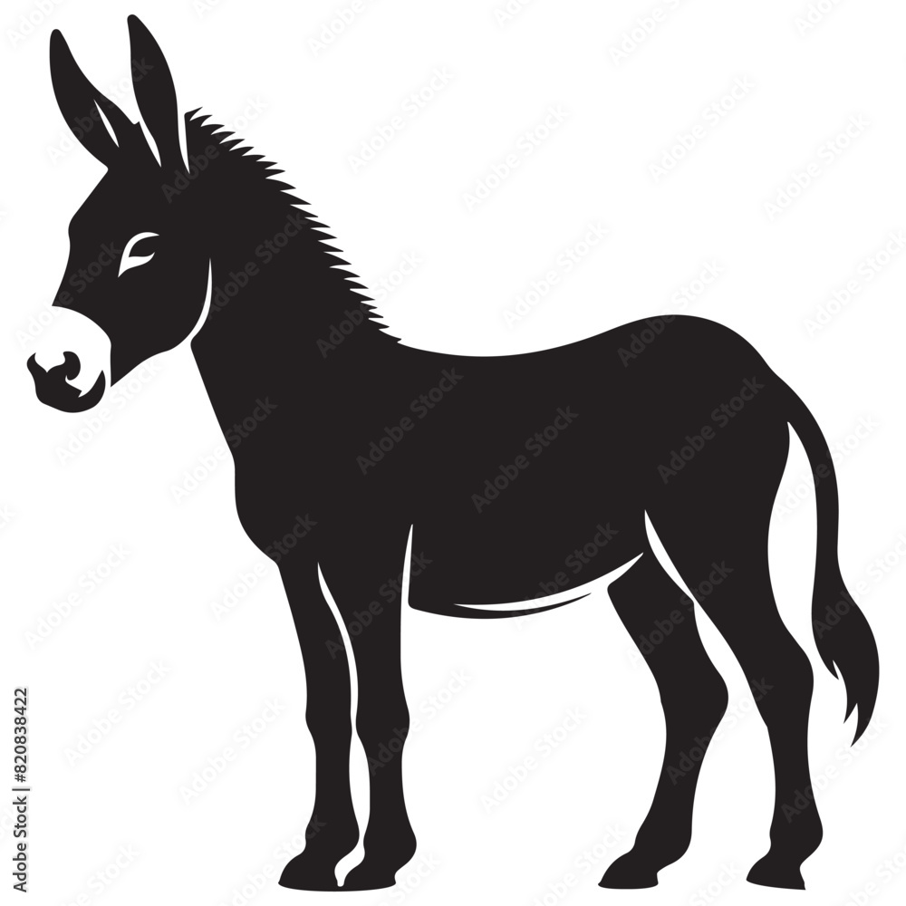 Obraz premium Donkey Silhouette Vector Illustration White Background 