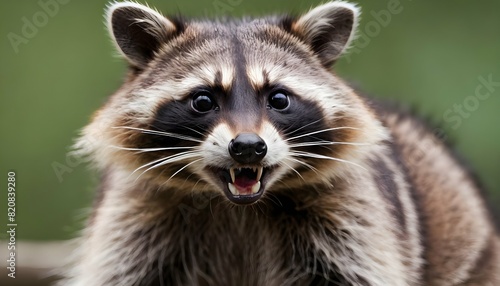A Raccoon With Its Eyes Wide Open Alert To Any Mo