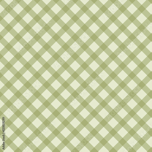 Gingham pattern seamless Plaid repeat in green and white. Design for print, tartan, gift wrap, textiles, checkered background for tablecloth