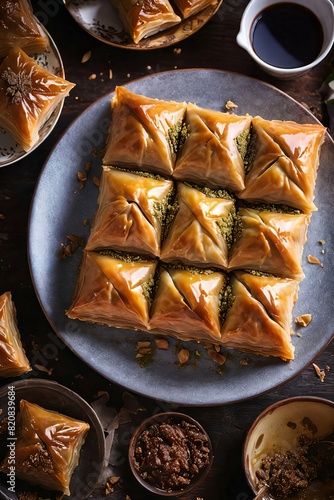 Delicious baklava in a beautiful perspective