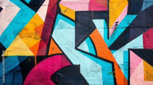 Abstract Geometric Graffiti  Edgy Shapes and Vibrant Background