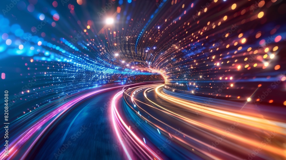 Hypersonic Highway, A Glowing Vortex of Data Represents Unparalleled Speed Abstract background Hypersonic Highway, A Glowing Vortex of Data Represents Unparalleled Speed Abstract background