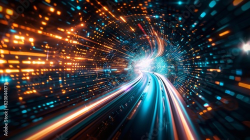 Hypersonic Highway, A Glowing Vortex of Data Represents Unparalleled Speed Abstract background