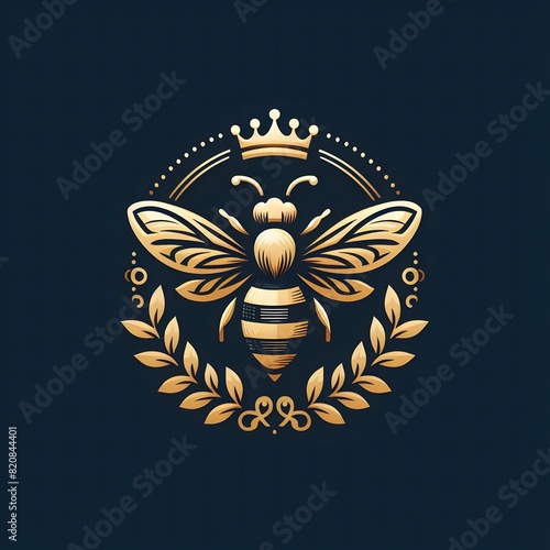 AI Generate of Premium Luxury Vector of Bee Hive, Queen Bee, Golden Bee, Hive, Honeycomb, in Black Background