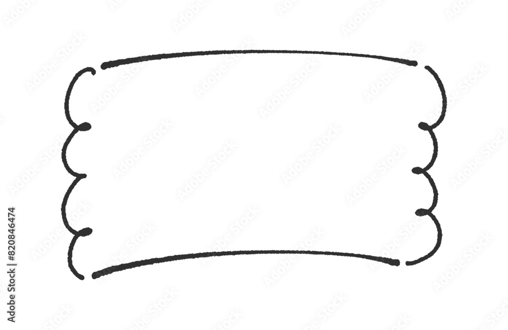 Fototapeta premium 手描きの黒い横長のフレーム - シンプルでおしゃれな飾り罫のデザインパーツ素材