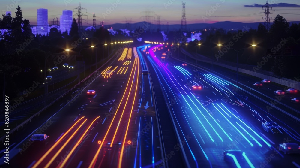 Hyperspeed Highways, Glowing Lines Carry the Power of 5G Hyperspeed Highways, Glowing Lines Carry the Power of 5G