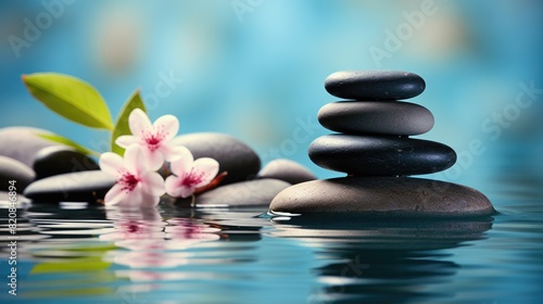 spa and wellness design with zen stones and flower