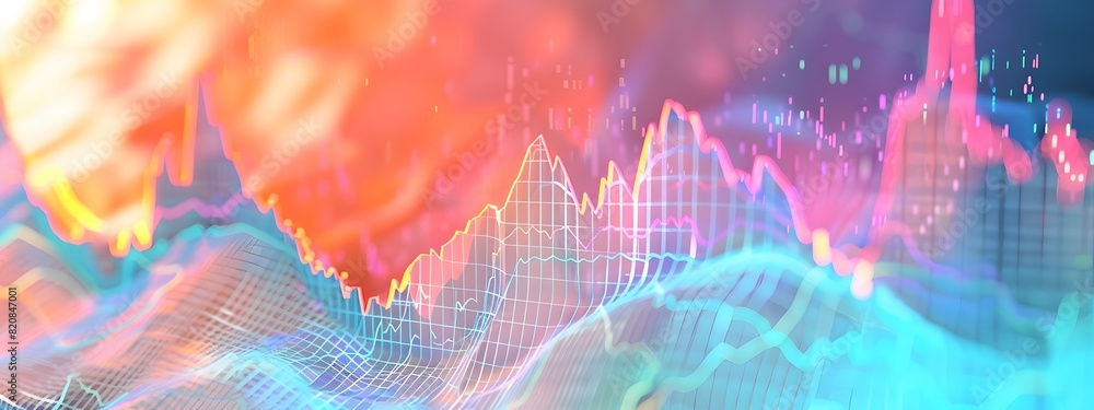 Obraz premium Dreamlike Market Graph An Ethereal Double Exposure Journey into Financial Data Visualization