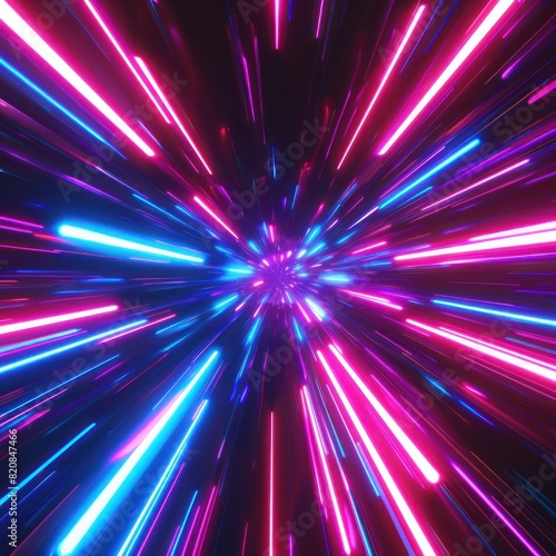Abstract background Neon rays and glowing lines motion illustration. Generate AI
