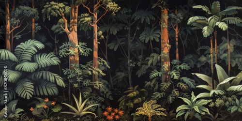 Hawaii,Koa,forest,black background photo