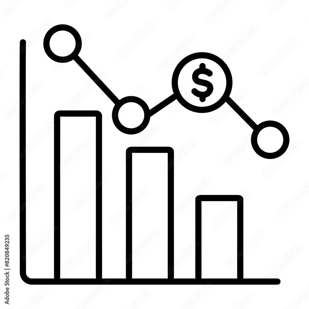 A customizable line icon of sale decrease A customizable line icon of sale decrease